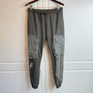 Smoke Rise Cargo Joggers Men Large Dark Olive/Gray Ankle Gathered Cargo Pockets